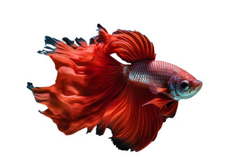 Fototapeta premium beautiful colorful red betta fish isolated transparent background. generative ai