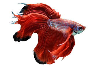 Fototapeta premium beautiful colorful red betta fish isolated transparent background. generative ai