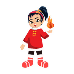 Cute Kids Fighter Character Illustration