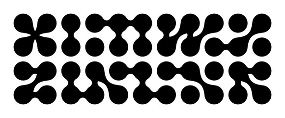 Metaball Connect Dot Set. Vector Circle Shapes. Abstract Geometric Dots. Morphing Blob Elements - obrazy, fototapety, plakaty