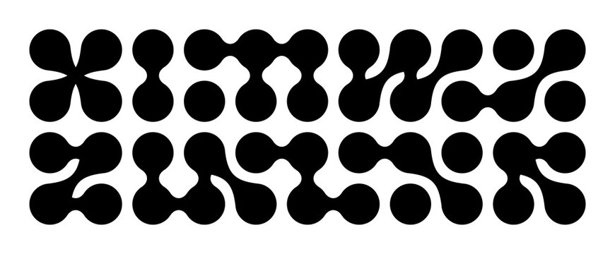 Metaball Connect Dot Set. Vector Circle Shapes. Abstract Geometric Dots. Morphing Blob Elements
