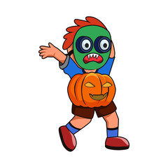 Cute Halloween Monster Character Illustration
