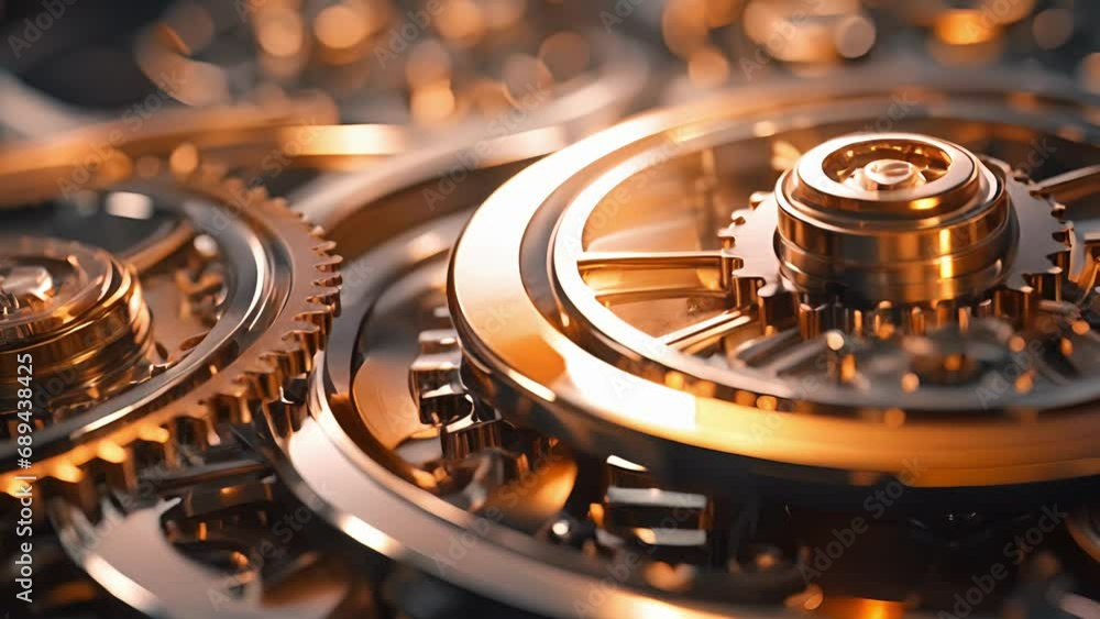Poster a series of interconnected gears and mechanisms, symbolizing the complex and intricate mechanisms by