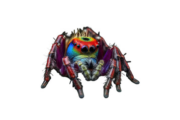 beautiful colorful spider isolated transparent background. generative ai