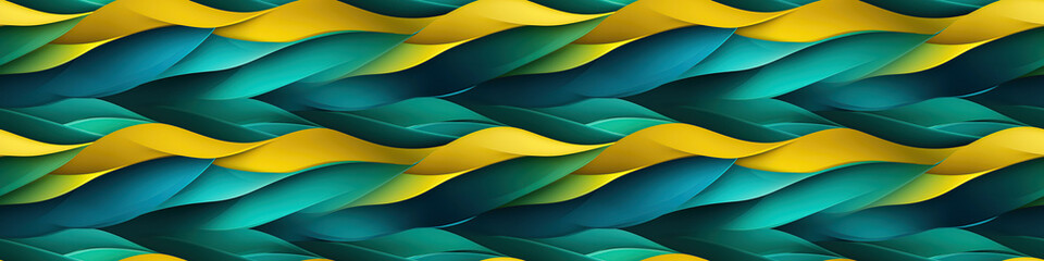abstract wavy seamless pattern with blue green yellow waves on background