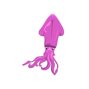 Cute Purple Squid Character Illustration