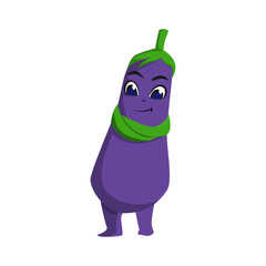 Cute Eggplant Character Design Illustration