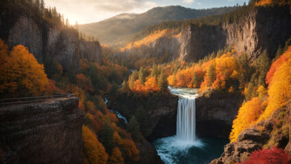 autumn waterfall landscape