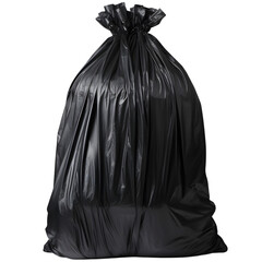 Black garbage bag isolated on transparent or white background, png