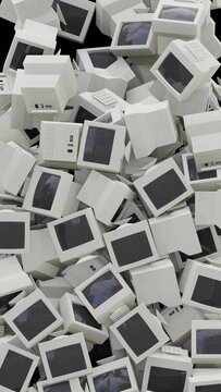 Old Retro Personal Computer Monitor Portrait Vertical Video Animation Transition Transparent Background Alpha Channel