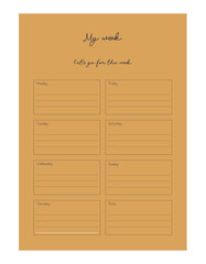 Week planner. (Mango) Vector illustration.