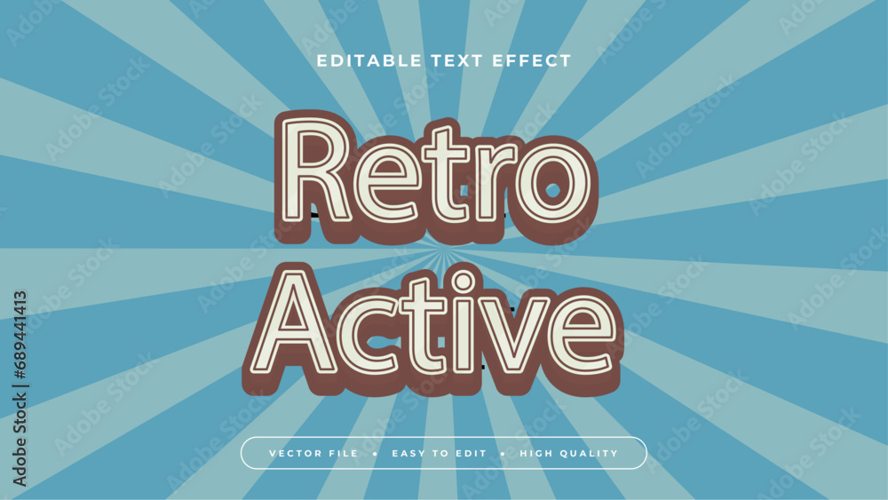 Aufkleber blue brown and beige retro active 3d editable text effect - font style
