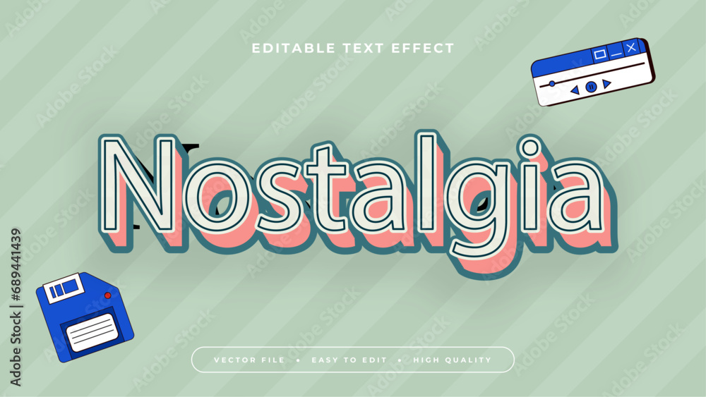 Poster blue pink and green nostalgia 3d editable text effect - font style