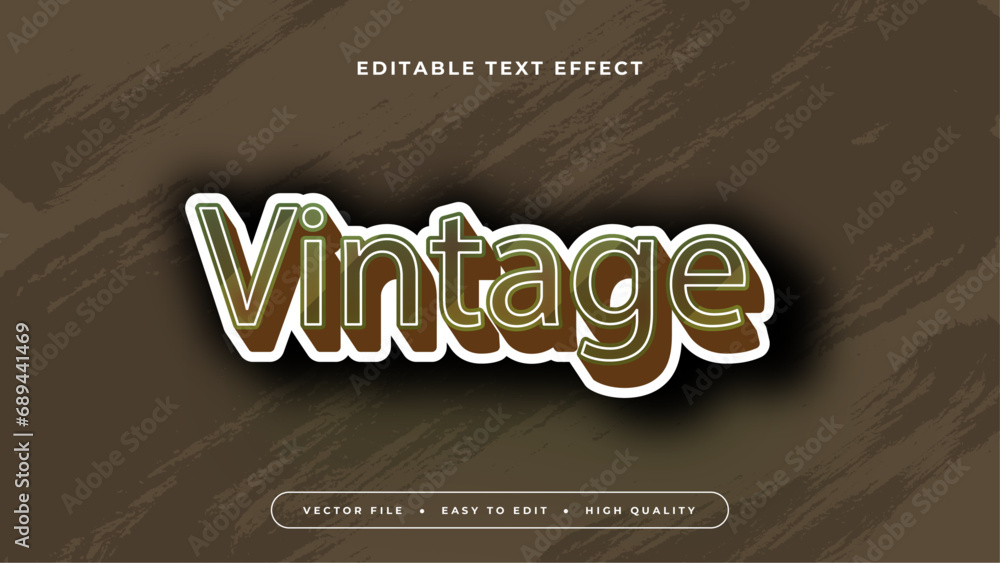 Poster brown and white vintage 3d editable text effect - font style