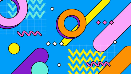 Colorful colourful vector 90s 80s memphis nostalgic retro background Retro trendy groovy background design in 1970s Hippie style. Vector illustration