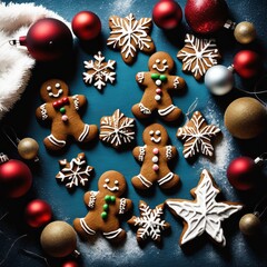 Homemade Gingerbread cookies with spices on a background.