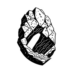 Asteroid stone Icon hand draw black colour space logo symbol perfect. - obrazy, fototapety, plakaty