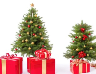 Fototapeta na wymiar Christmas tree with gift boxes 