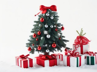 Fototapeta na wymiar Christmas tree and gifts background 