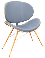 3d rendering of an Isolated gray modern woodern chair.