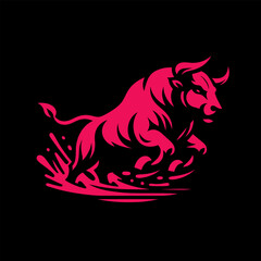 Red  angry bull  isolated graphic design vector. Illustration vector logo.