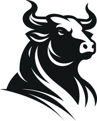 Black head bull mascot isolated graphic design vector. Illustration vector logo.