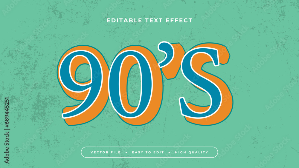 Poster green blue and orange 90s 3d editable text effect - font style