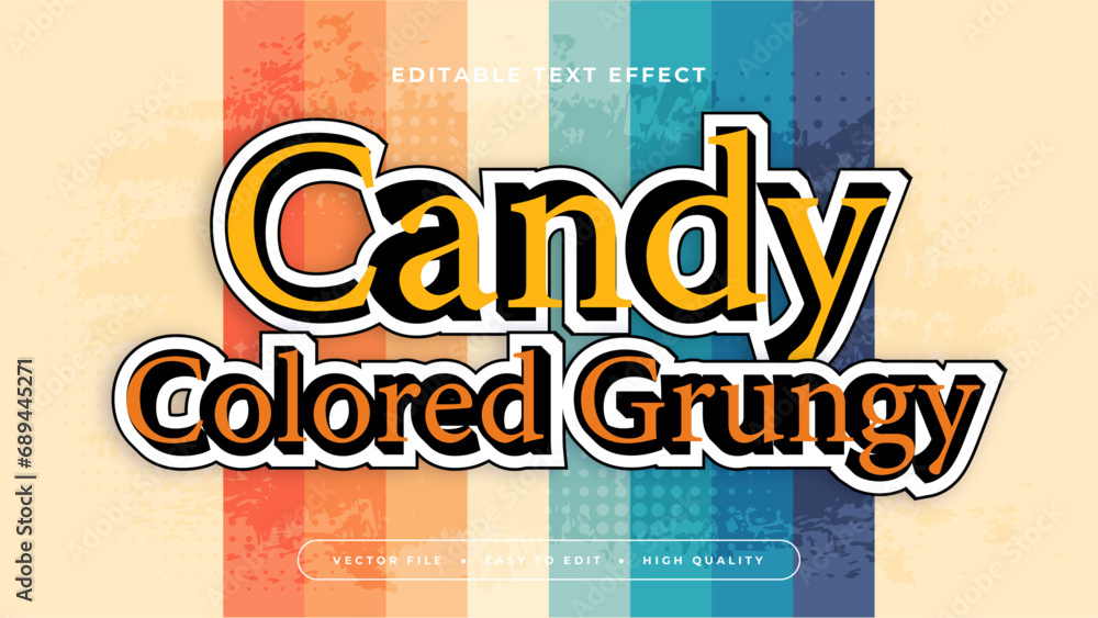 Poster Colorful colourful candy colored grungy 3d editable text effect - font style