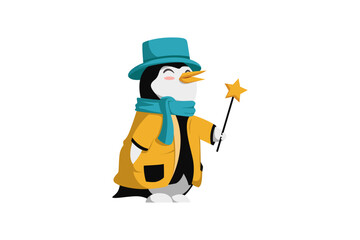 Cute Penguin Character Design Illustration
