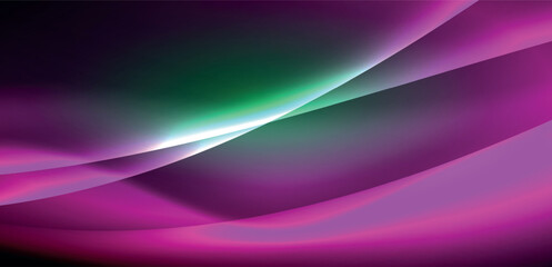 Dynamic waves in ethereal glow of neon lights. Concept merges fluidity of motion with vibrant allure of neon, crafting entrancing backdrop that embodies both vitality and futuristic sophistication