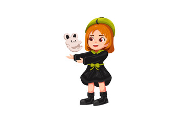 Cute Little Girl Character Illustration