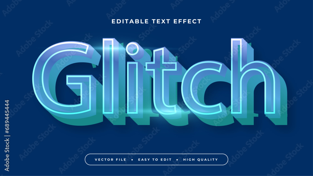 Poster blue and green glitch 3d editable text effect - font style