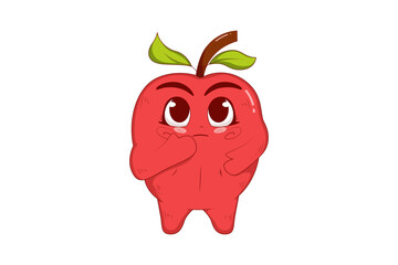 Cute Apple Character Design Illustration