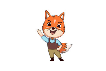 Cute Fox Character Design Illustration