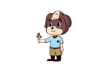 Cute Dog Character Design Illustration