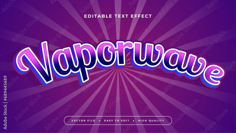 Poster Purple violet vaporwave 3d editable text effect - font style