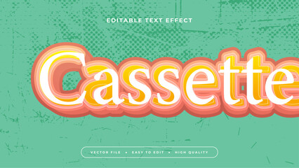 Obraz premium Green orange and white cassette 3d editable text effect - font style