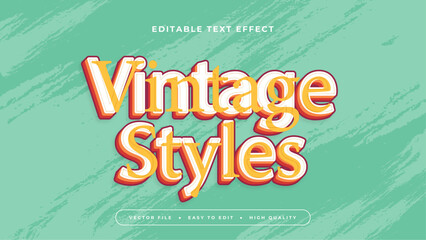 Green red and yellow vintage styles 3d editable text effect - font style