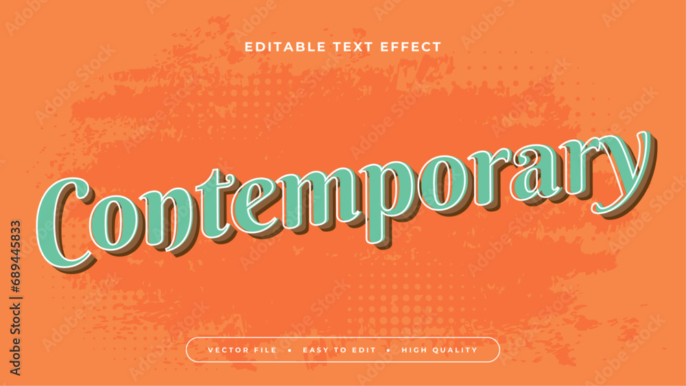 Poster orange and green contemporary 3d editable text effect - font style