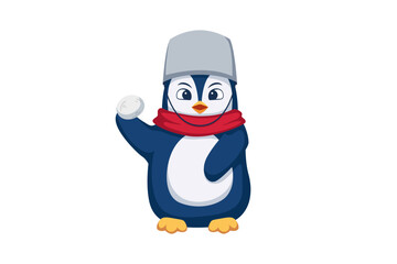 Cute Penguin Character Design Illustration