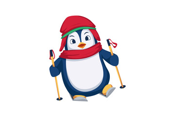 Cute Penguin Character Design Illustration
