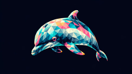 Colorful Polygonal Dolphin. Type Q - Generated by AI