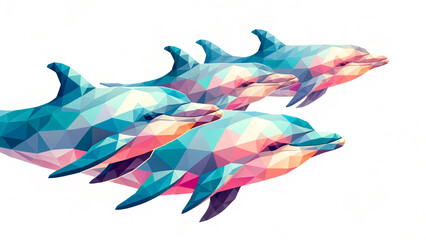 Colorful Polygonal Dolphin. Type G - Generated by AI
