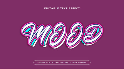 Purple violet blue and white mood 3d editable text effect - font style