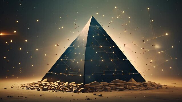 A constellation in the shape of a pyramid, symbolizing a strong and stable business foundation. .
