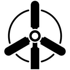 Wind power plant symbol icon black and white glyph