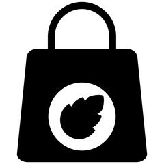eco bag symbol icon black and white glyph