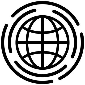 World symbol icon black and white glyph