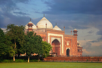 The Mosque or Masjid, stands to, the west of the Taj Mahal