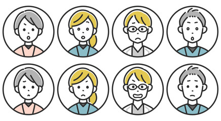 医療スタッフの顔アイコンセット